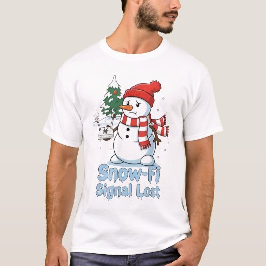 Funny Snow-Fi Signal Lost Snowman Christmas T-shirt (Voorkant)