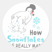 Funny Snow How Snowflakes Are Really Made Ronde Sticker (Voorkant)