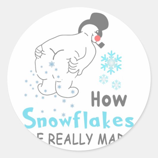 Funny Snow How Snowflakes Are Really Made Ronde Sticker (Voorkant)