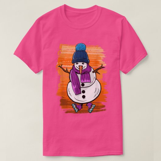 Funny Snow Man met Schaatsen T-shirt (Design voorkant)