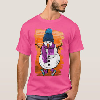 Funny Snow Man met Schaatsen T-shirt
