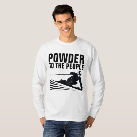 Funny Snow Ski T-shirts, POEDER AAN DE MENSEN T-shirt (Voorkant volledig)