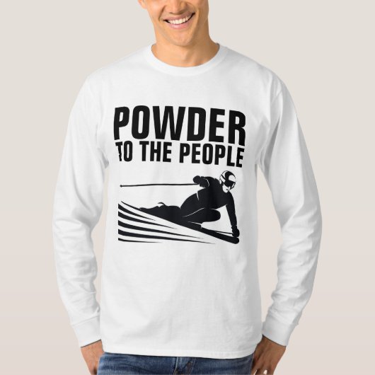 Funny Snow Ski T-shirts, POEDER AAN DE MENSEN T-shirt (Voorkant)