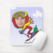 Funny Snow Skier Photo Face Sjabloon Muismat (Met muis)