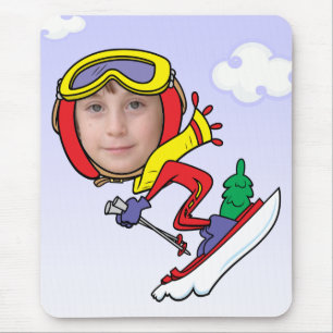 Funny Snow Skier Photo Face Sjabloon Muismat