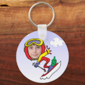 Funny Snow Skier Photo Face Sjabloon Sleutelhanger (Voorkant)