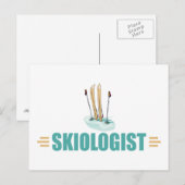 Funny Snow Skiing Briefkaart (Voorkant / Achterkant)