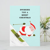 Funny Snow Skiing Holiday Kerstkaarten Feestdagenkaart (Staand voorkant)