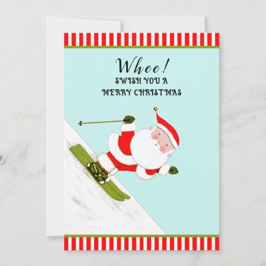 Funny Snow Skiing Holiday Kerstkaarten Feestdagenkaart (Voorkant)