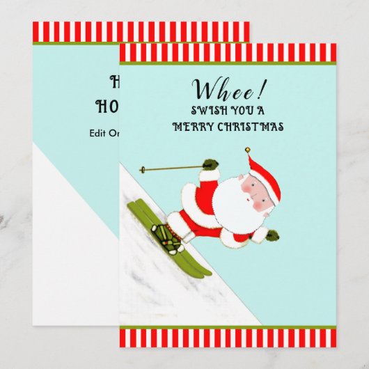 Funny Snow Skiing Holiday Kerstkaarten Feestdagenkaart (Voorkant / Achterkant)