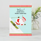 Funny Snow Skiing Holiday Kerstkaarten Feestdagenkaart (Staand voorkant)