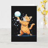 Funny Snowball Cat In Winter For Men Women Kids Kaart (Gele Bloem)