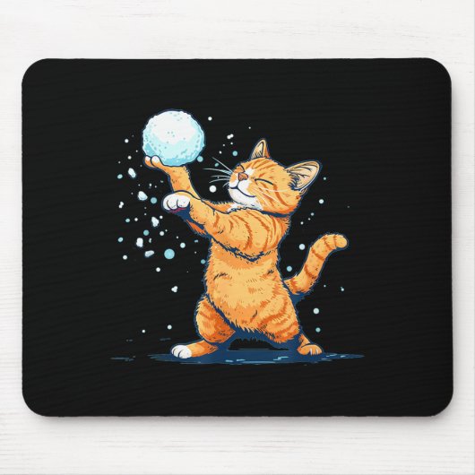 Funny Snowball Cat In Winter For Men Women Kids  Muismat (Voorkant)