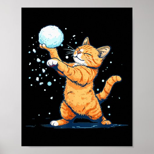 Funny Snowball Cat In Winter For Men Women Kids  Poster (Voorkant)