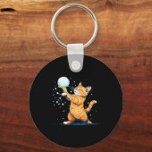 Funny Snowball Cat In Winter For Men Women Kids Sleutelhanger (Voorkant)
