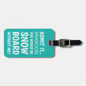 Funny Snowboard | Blauwgroen wintersport Bagagelabel (Voorkant horizontaal)