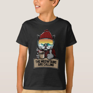 Funny Snowboard Ski Cat Snow Goggles Mountains T-shirt