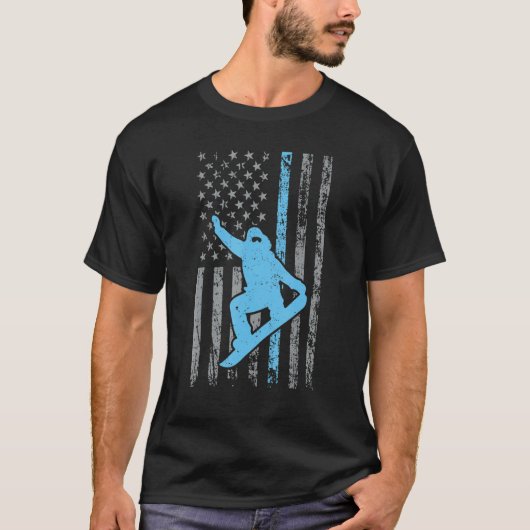 Funny Snowboarding American Flag Snowboarder For W T-shirt (Voorkant)