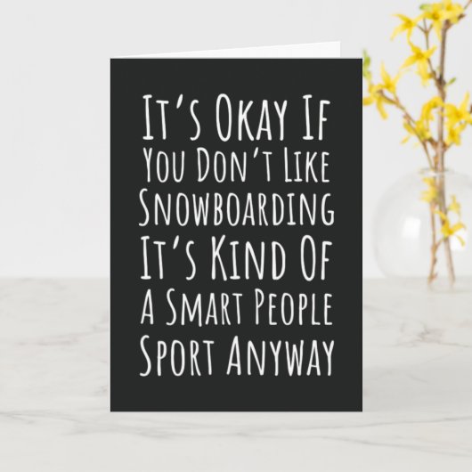Funny Snowboarding Cards Snowboarder Winter Sports Kaart (Gele Bloem)