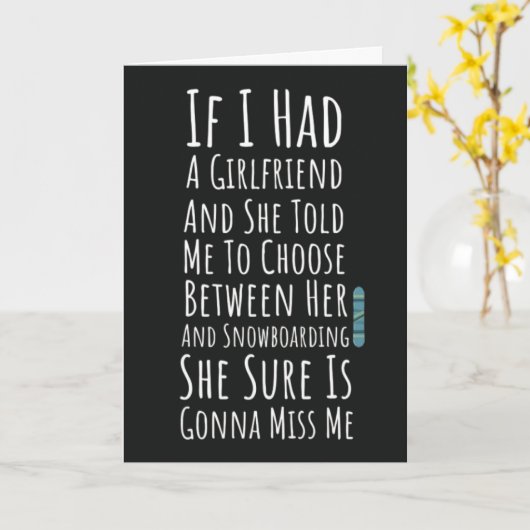 Funny Snowboarding Cards Snowboarder Winter Sports Kaart (Gele Bloem)