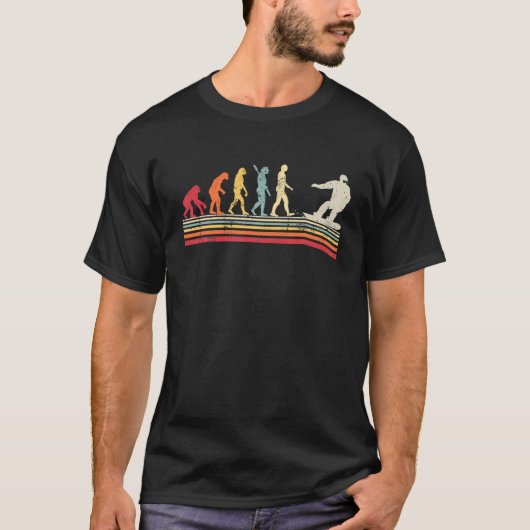 Funny Snowboarding Evolution of Man Retro T-shirt (Voorkant)