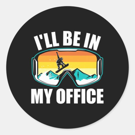 Funny Snowboarding Gift for Snowboarder Winter Spo Ronde Sticker (Voorkant)