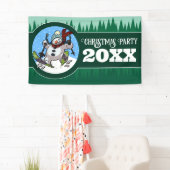 Funny Snowman Add The Year Christmas Party Cartoon Spandoek (Insitu)