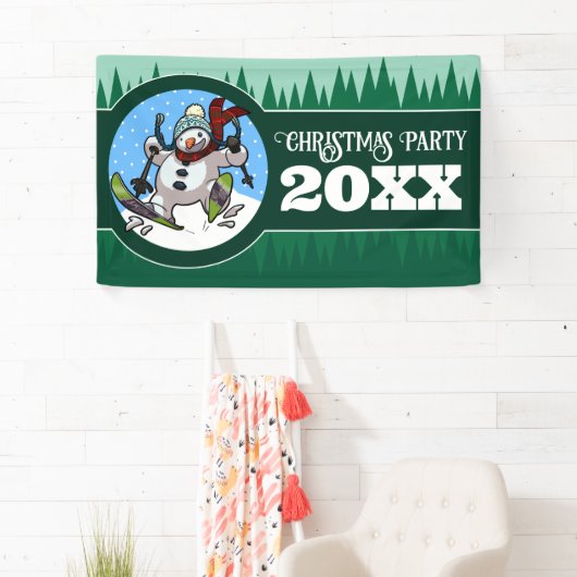 Funny Snowman Add The Year Christmas Party Cartoon Spandoek (Insitu)