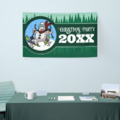 Funny Snowman Add The Year Christmas Party Cartoon Spandoek (Beurs)