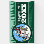 Funny Snowman Add The Year Christmas Party Cartoon Spandoek (Verticaal)