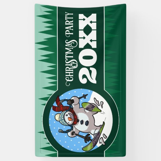 Funny Snowman Add The Year Christmas Party Cartoon Spandoek (Verticaal)