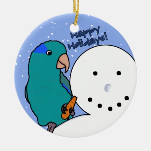 Funny Snowman Blue Parrotlet Ornament (Voorkant)