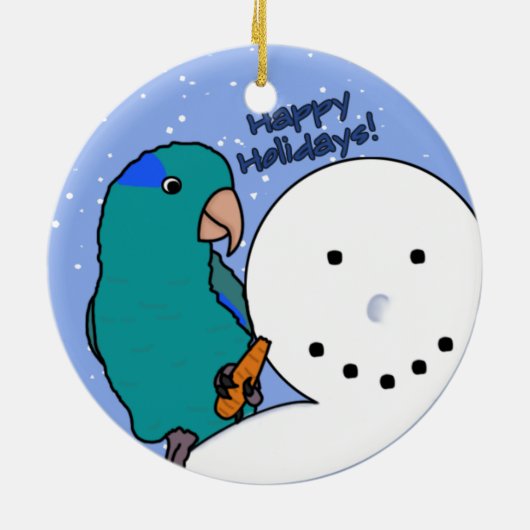 Funny Snowman Blue Parrotlet Ornament (Achterkant)