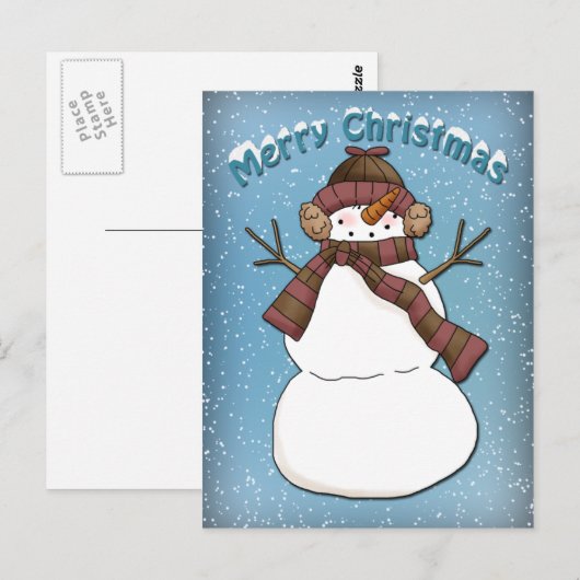 Funny Snowman Briefkaart (Voorkant / Achterkant)