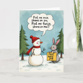 Funny Snowman Bunny Free Nose Job Christmas Card Kaart (Voorkant)