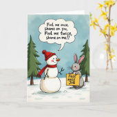 Funny Snowman Bunny Free Nose Job Christmas Card Kaart (Gele Bloem)