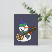 Funny Snowman die Banjo Artwork speelt Briefkaart (Staand voorkant)