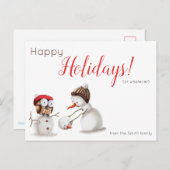 Funny Snowman en Owl Holiday Kerstmis Briefkaart (Voorkant / Achterkant)