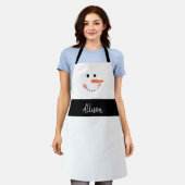 Funny Snowman Face Kerstmis, gepersonaliseerd bakk Schort (Gedragen)