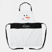 Funny Snowman Face Kerstmis, gepersonaliseerd bakk Schort (Voorkant)