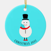 Funny Snowman Face Mask Custom Kerstmis 2022 Keramisch Ornament (Voorkant)