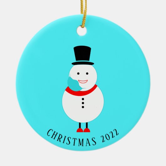 Funny Snowman Face Mask Custom Kerstmis 2022 Keramisch Ornament (Voorkant)