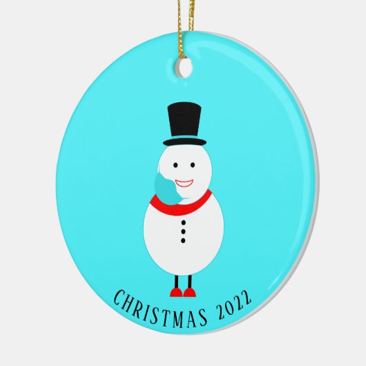 Funny Snowman Face Mask Custom Kerstmis 2022 Keramisch Ornament (Links)