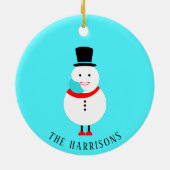 Funny Snowman Face Mask Custom Kerstmis 2022 Keramisch Ornament (Achterkant)