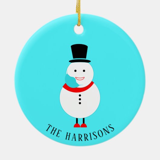 Funny Snowman Face Mask Custom Kerstmis 2022 Keramisch Ornament (Achterkant)