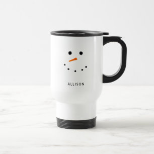 Funny Snowman Face Persoonlijk Reisbeker