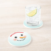 Funny Snowman Face Zandsteen Onderzetter (Zijkant)