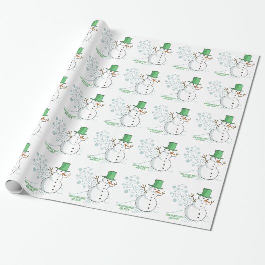 Funny Snowman Farts Snowflakes Cadeaupapier (Uitgerold)