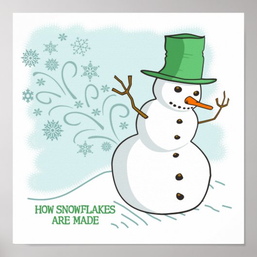 Funny Snowman Farts Snowflakes Cartoon Poster (Voorkant)