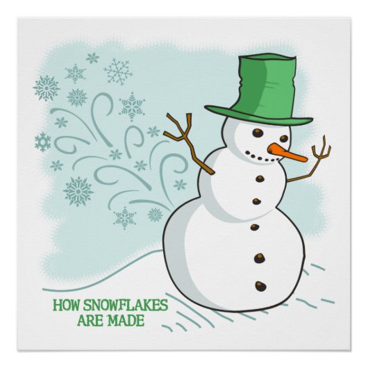 Funny Snowman Farts Snowflakes Perfect Poster (Voorkant)